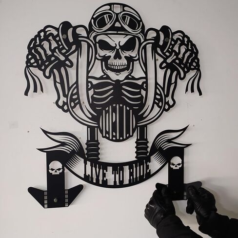 Custom Skull Motorcycle Helmet Holder Skull Rider Motorcycle Helmet Rack Gifts for Motorcycle Riders Personalized Christmas Gifts Helmet Holder Wall Mount (Large 79 x 89 cm / 31 x 35 inches) in Saudi Arabia