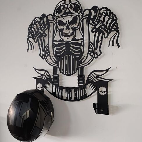 Custom Skull Motorcycle Helmet Holder Skull Rider Motorcycle Helmet Rack Gifts for Motorcycle Riders Personalized Christmas Gifts Helmet Holder Wall Mount (Large 79 x 89 cm / 31 x 35 inches) in Saudi Arabia