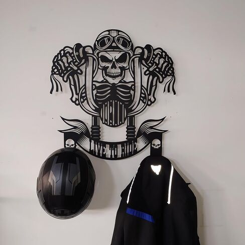 Custom Skull Motorcycle Helmet Holder Skull Rider Motorcycle Helmet Rack Gifts for Motorcycle Riders Personalized Christmas Gifts Helmet Holder Wall Mount (Large 79 x 89 cm / 31 x 35 inches) in Saudi Arabia