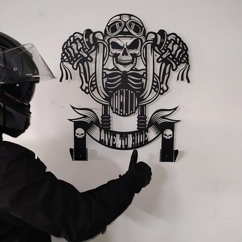 Custom Skull Motorcycle Helmet Holder Skull Rider Motorcycle Helmet Rack Gifts for Motorcycle Riders Personalized Christmas Gifts Helmet Holder Wall Mount (Large 79 x 89 cm / 31 x 35 inches) in Saudi Arabia
