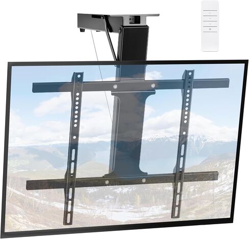 Electric Ceiling TV Mount with Remote - Motorized Ceiling TV Mount for Flat and Pitched Roof，32 to 70 Inch Flat and Curved Screen TVs （White） in Saudi Arabia