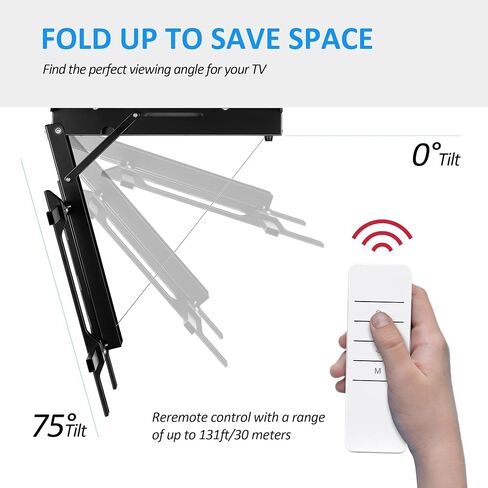 Electric Ceiling TV Mount with Remote - Motorized Ceiling TV Mount for Flat and Pitched Roof，32 to 70 Inch Flat and Curved Screen TVs （White） in Saudi Arabia