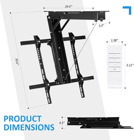 Electric Ceiling TV Mount with Remote - Motorized Ceiling TV Mount for Flat and Pitched Roof，32 to 70 Inch Flat and Curved Screen TVs （White） in Saudi Arabia