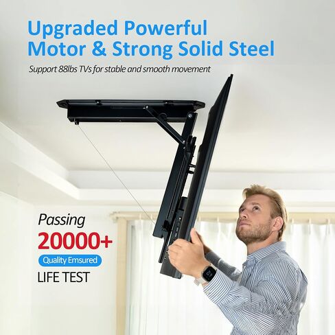 Electric Ceiling TV Mount with Remote - Motorized Ceiling TV Mount for Flat and Pitched Roof，32 to 70 Inch Flat and Curved Screen TVs （White） in Saudi Arabia