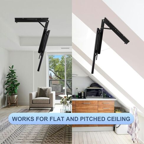 Electric Ceiling TV Mount with Remote - Motorized Ceiling TV Mount for Flat and Pitched Roof，32 to 70 Inch Flat and Curved Screen TVs （White） in Saudi Arabia