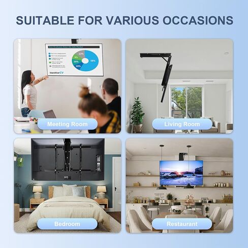 Electric Ceiling TV Mount with Remote - Motorized Ceiling TV Mount for Flat and Pitched Roof，32 to 70 Inch Flat and Curved Screen TVs （White） in Saudi Arabia