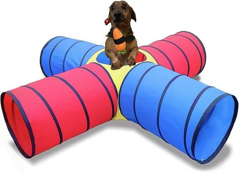Dog Agility Tunnel for Small & Medium Dogs and Puppies – Durable Oxford Fabric, Pop-Up Exercise & Training Toy for Indoor Outdoor Play, Interactive Pet Tunnel with Storage Bag in Saudi Arabia