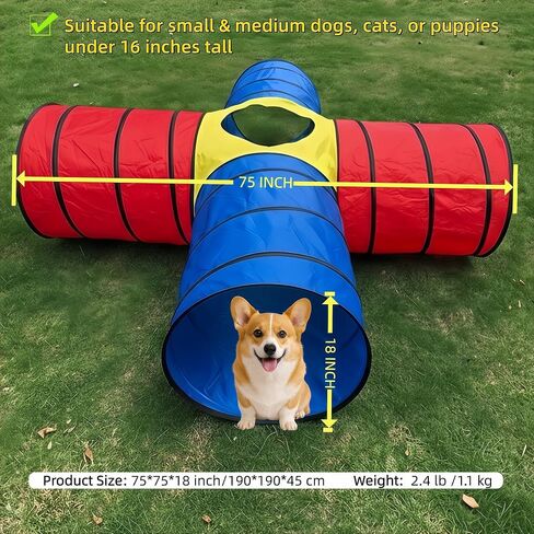 Dog Agility Tunnel for Small & Medium Dogs and Puppies – Durable Oxford Fabric, Pop-Up Exercise & Training Toy for Indoor Outdoor Play, Interactive Pet Tunnel with Storage Bag in Saudi Arabia