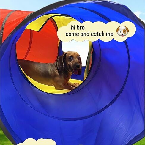 Dog Agility Tunnel for Small & Medium Dogs and Puppies – Durable Oxford Fabric, Pop-Up Exercise & Training Toy for Indoor Outdoor Play, Interactive Pet Tunnel with Storage Bag in Saudi Arabia