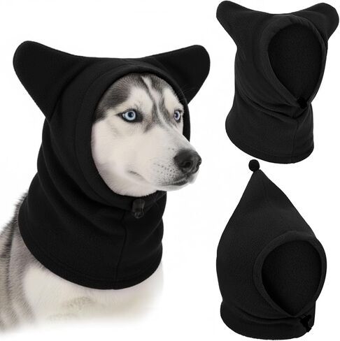 2 Pcs Winter Pet Hats Quiet Ears for Dogs Ear Muffs Dog Neck Warmer Scarf Hoodie Noise Protection Cover Beanie Head Wrap Costume for Medium to Large Pet Cats(Black) in Saudi Arabia