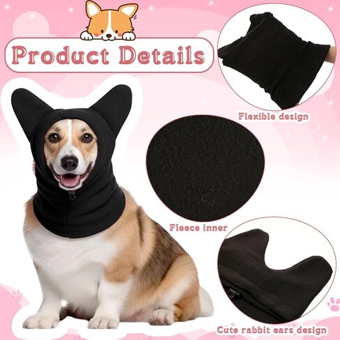 2 Pcs Winter Pet Hats Quiet Ears for Dogs Ear Muffs Dog Neck Warmer Scarf Hoodie Noise Protection Cover Beanie Head Wrap Costume for Medium to Large Pet Cats(Black) in Saudi Arabia