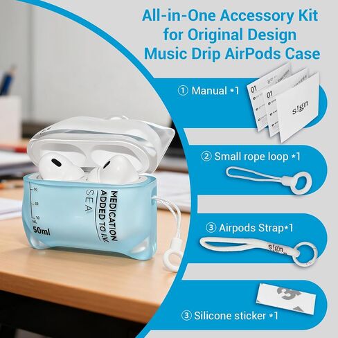 Original Design Music Drip Compatible AirPods Case, Compatible with AirPods Pro 1/2, Liquid Silicone Anti Fall Protective Cover with Lanyard (AirPods Pro 1/2) in Saudi Arabia