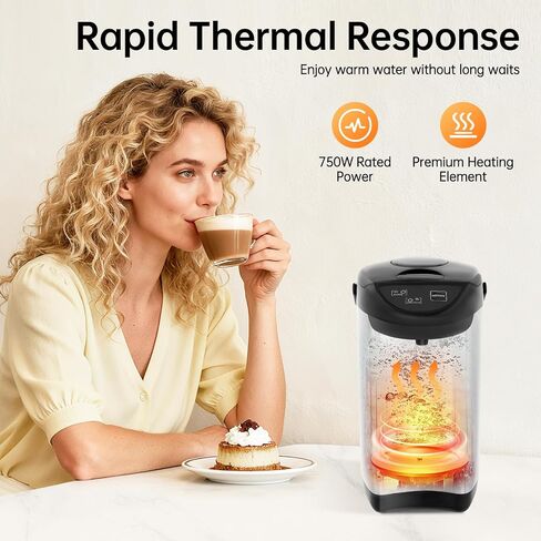 4L Electric Water Boiler Dispenser 750W, 20 Min Fast Boil, 24H Keep Warm, 3 Modes Button/Touch/Manual, with Anti-Dry Burn Protection, Water Level Window, 304 Stainless Steel (Grey) in Saudi Arabia