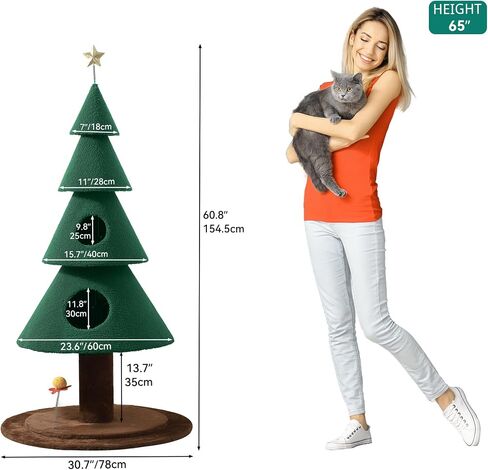 DWVO 47.2in Christmas Cat Tree for Indoor, Cat Tower Cute with Teaser Plaything, Holiday Kitty Climbing Furniture for Kittens to Play and Sleep in Saudi Arabia