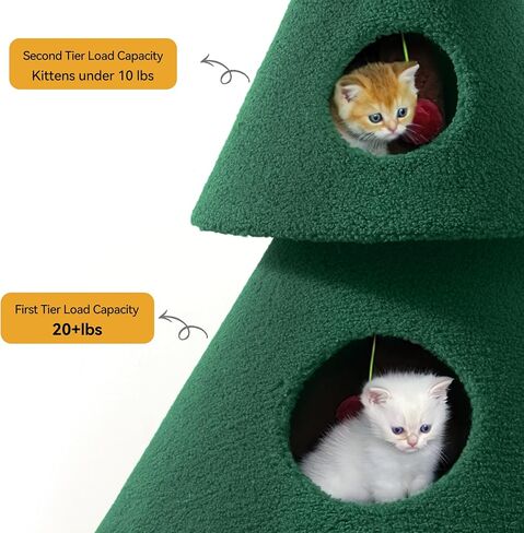 DWVO 47.2in Christmas Cat Tree for Indoor, Cat Tower Cute with Teaser Plaything, Holiday Kitty Climbing Furniture for Kittens to Play and Sleep in Saudi Arabia
