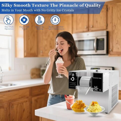 Automatic Electric Ice Shaved Machine, Snowflake Ice Shaver, 176lbs/day Snowflake Ice Machine, Air Cooling for Home, Parties, Food Truck, Restaurant, Milktea Shops in Saudi Arabia