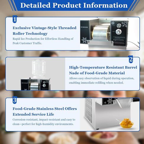 Automatic Electric Ice Shaved Machine, Snowflake Ice Shaver, 176lbs/day Snowflake Ice Machine, Air Cooling for Home, Parties, Food Truck, Restaurant, Milktea Shops in Saudi Arabia