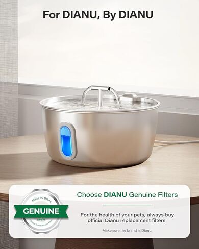 مرشحات استبدال نافورة المياه الرسمية للقطط من DIANU وإسفنجات ما قبل التصفية لنافورة الحيوانات الأليفة المصنوعة من الفولاذ المقاوم للصدأ سعة 3.2 لتر/108 أونصة (ستة عبوات) in Kuwait