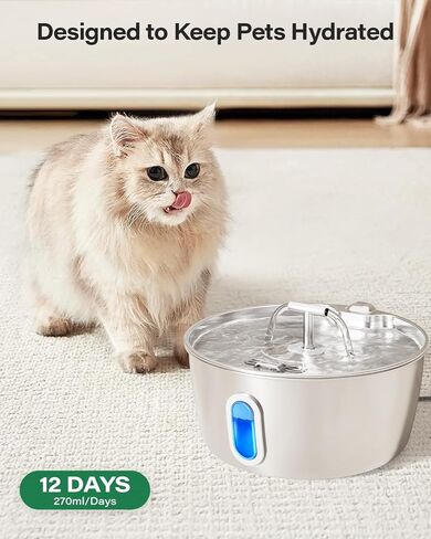 مرشحات استبدال نافورة المياه الرسمية للقطط من DIANU وإسفنجات ما قبل التصفية لنافورة الحيوانات الأليفة المصنوعة من الفولاذ المقاوم للصدأ سعة 3.2 لتر/108 أونصة (ستة عبوات) in Kuwait