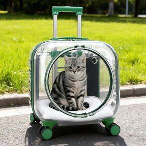 Transparent Clear Pet Stroller, Lightweight Wheeled Cat Carrier with Silent Universal Wheels, Breathable Travel Trolley for Outdoor Walking Hiking Orange in Saudi Arabia