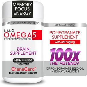 GranaGard 𝗖𝗟𝗜𝗡𝗜𝗖𝗔𝗟𝗟𝗬 𝗣𝗥𝗢𝗩𝗘𝗡 (1-Month Supply) 𝗕𝗥𝗔𝗜𝗡 𝗦𝗨𝗣𝗣𝗟𝗘𝗠𝗘𝗡𝗧𝗦 𝗪𝗜𝗧𝗛 𝗔𝗡𝗧𝗜-𝗔𝗚𝗜𝗡𝗚, Memory Pills, Omega 5 Pomegranate Supplement, 1 bottles 60ct in Saudi Arabia