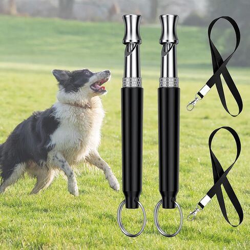 2PCS Dog Whistle Set – Black and White Training Whistles with Lanyards for Bark Control and Recall in Saudi Arabia