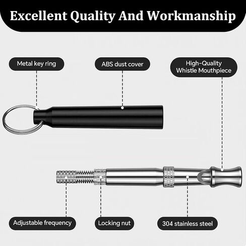 2PCS Dog Whistle Set – Black and White Training Whistles with Lanyards for Bark Control and Recall in Saudi Arabia