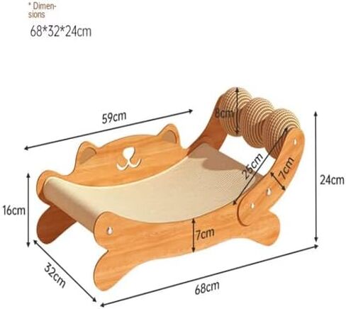 Sofá Grande de Madera maciza para Gatos, reclinable, con Forma de concubina Imperial, resistente al desgaste, sin migas, con garra de gato integrada, empaquetado en caja. in Kuwait