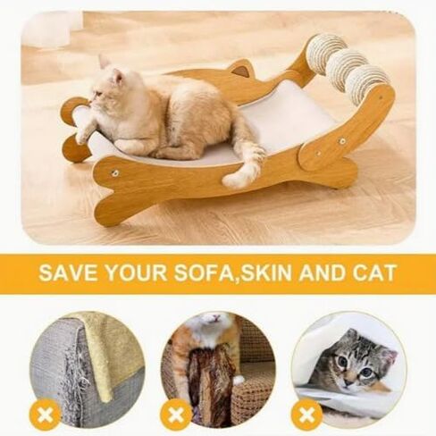 Sofá Grande de Madera maciza para Gatos, reclinable, con Forma de concubina Imperial, resistente al desgaste, sin migas, con garra de gato integrada, empaquetado en caja. in Kuwait