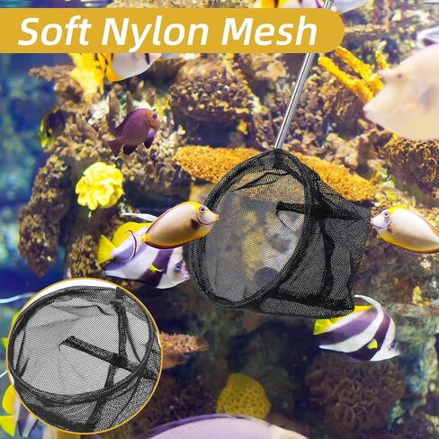 2 Pcs Small Fish Net for Fish Tank, Fishing Tank Net Small with 6-16 Inch Stainless Steel Long Handle Extendable Fine Mesh Aquarium Nets for Fishes Shrimp Pond Creek, 3In 4In in Kuwait
