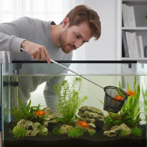 2 Pcs Small Fish Net for Fish Tank, Fishing Tank Net Small with 6-16 Inch Stainless Steel Long Handle Extendable Fine Mesh Aquarium Nets for Fishes Shrimp Pond Creek, 3In 4In in Kuwait