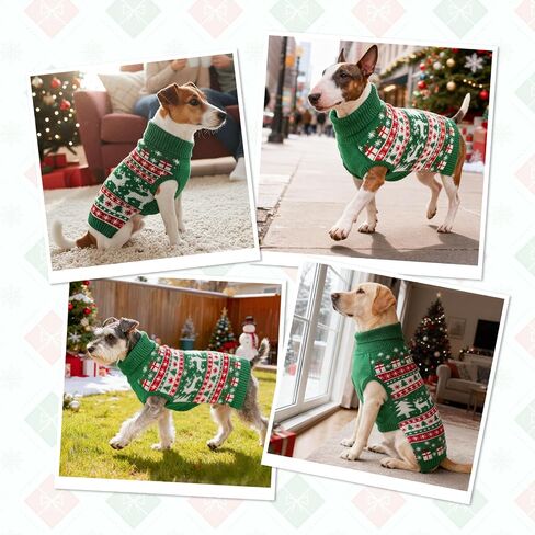 Christmas Dog Sweater with Reindeer Snowflake Patterns Christmas Dog Turtleneck Sweater Pullover Xmas Pet Knitted Shirt Outfit Xmas Tree Pet Clothes Costume for Small Medium Large Dogs 3XL in Saudi Arabia