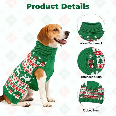 Christmas Dog Sweater with Reindeer Snowflake Patterns Christmas Dog Turtleneck Sweater Pullover Xmas Pet Knitted Shirt Outfit Xmas Tree Pet Clothes Costume for Small Medium Large Dogs 3XL in Saudi Arabia
