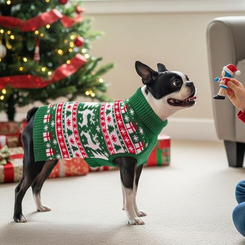 Christmas Dog Sweater with Reindeer Snowflake Patterns Christmas Dog Turtleneck Sweater Pullover Xmas Pet Knitted Shirt Outfit Xmas Tree Pet Clothes Costume for Small Medium Large Dogs 3XL in Saudi Arabia
