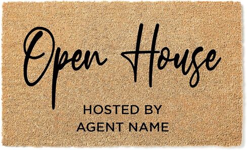 Open House Realtor Door Mat v3 | Home Doormat Business Premium Quality, Thick 100% Coir Coconut Husk Front & Made in The USA - 1495 in Saudi Arabia