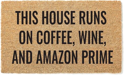 This House Runs On Coffee, Wine Doormat, Premium Thick Coir, Durable Welcome Mat, Fun Entryway Rug, Humorous Front Door Decor STK 1295 in Saudi Arabia