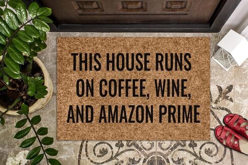 This House Runs On Coffee, Wine Doormat, Premium Thick Coir, Durable Welcome Mat, Fun Entryway Rug, Humorous Front Door Decor STK 1295 in Saudi Arabia