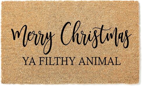 Merry Christmas Ya Filthy Animal Doormat, Premium Thick Coir, Durable Welcome Mat, Humorous Entryway Rug, Holiday Front Door Decor STK 1241 in Saudi Arabia