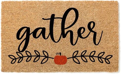 Gather Thanksgiving Door Mat, Pumpkin Fall Doormat, Premium Quality, Thick 100% Coir Coconut Husk Front STK 1552 in Saudi Arabia