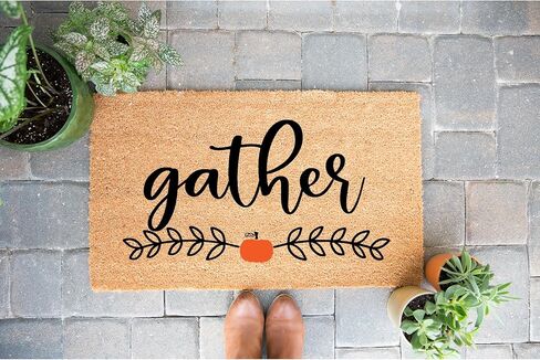 Gather Thanksgiving Door Mat, Pumpkin Fall Doormat, Premium Quality, Thick 100% Coir Coconut Husk Front STK 1552 in Saudi Arabia
