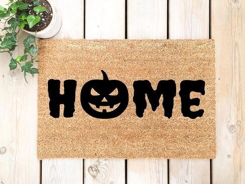 Pumpkin Home 100% Coconut Coir Spice Doormat Halloween Ghost & Witch Decor, Fall Welcome Mat Ideal for Haunted House Outdoor Use stk2010 in Saudi Arabia
