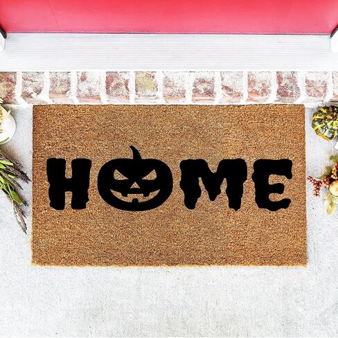 Pumpkin Home 100% Coconut Coir Spice Doormat Halloween Ghost & Witch Decor, Fall Welcome Mat Ideal for Haunted House Outdoor Use stk2010 in Saudi Arabia