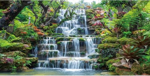 30x18 inches Waterfall Aquarium Background Forest Park Green Tropical Plants Fish Tank Backdrop Reptile Habitat Backdrop Polyester Background in Saudi Arabia