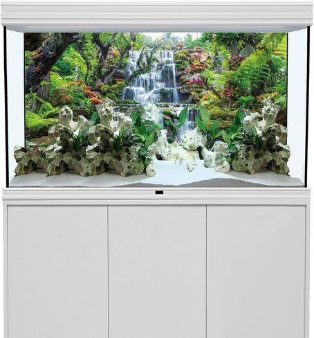 30x18 inches Waterfall Aquarium Background Forest Park Green Tropical Plants Fish Tank Backdrop Reptile Habitat Backdrop Polyester Background in Saudi Arabia