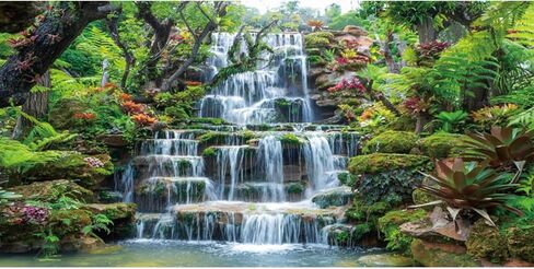 30x18 inches Waterfall Aquarium Background Forest Park Green Tropical Plants Fish Tank Backdrop Reptile Habitat Backdrop Polyester Background in Saudi Arabia