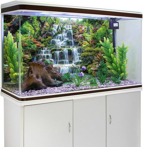 30x18 inches Waterfall Aquarium Background Forest Park Green Tropical Plants Fish Tank Backdrop Reptile Habitat Backdrop Polyester Background in Saudi Arabia