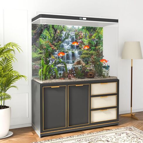 30x18 inches Waterfall Aquarium Background Forest Park Green Tropical Plants Fish Tank Backdrop Reptile Habitat Backdrop Polyester Background in Saudi Arabia