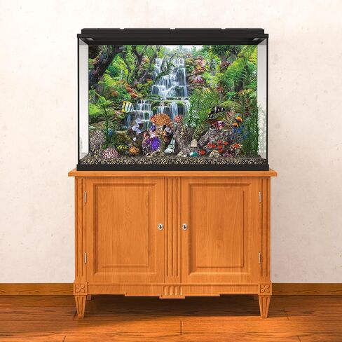 30x18 inches Waterfall Aquarium Background Forest Park Green Tropical Plants Fish Tank Backdrop Reptile Habitat Backdrop Polyester Background in Saudi Arabia