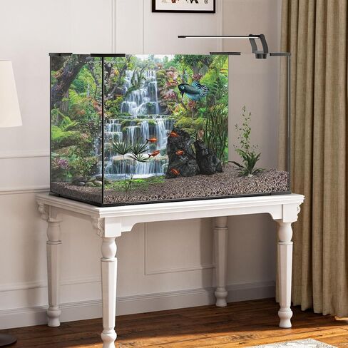 30x18 inches Waterfall Aquarium Background Forest Park Green Tropical Plants Fish Tank Backdrop Reptile Habitat Backdrop Polyester Background in Saudi Arabia