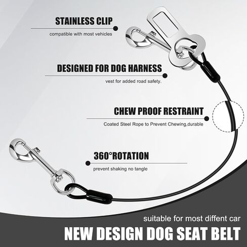 2 Pack Chew Proof Metal Dog Cable Lead, No Tangle Dog Leash Extender Leads for Small Medium Dogs Collar Harness (Double Hook) in Saudi Arabia